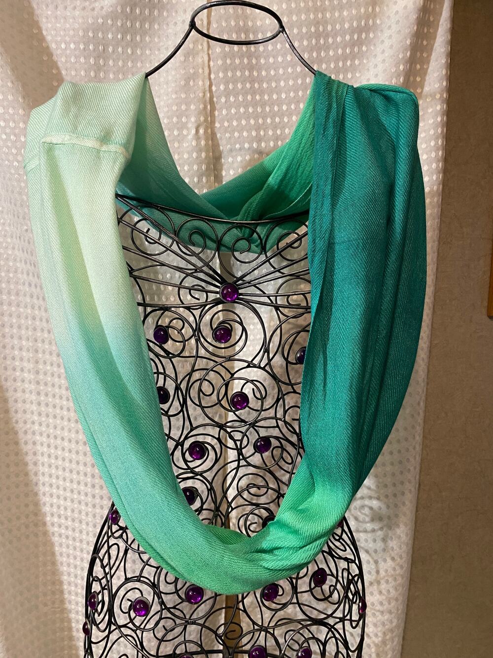 Lightweight Circle Loop/Infinity Scarf in Ombre Green pattern
